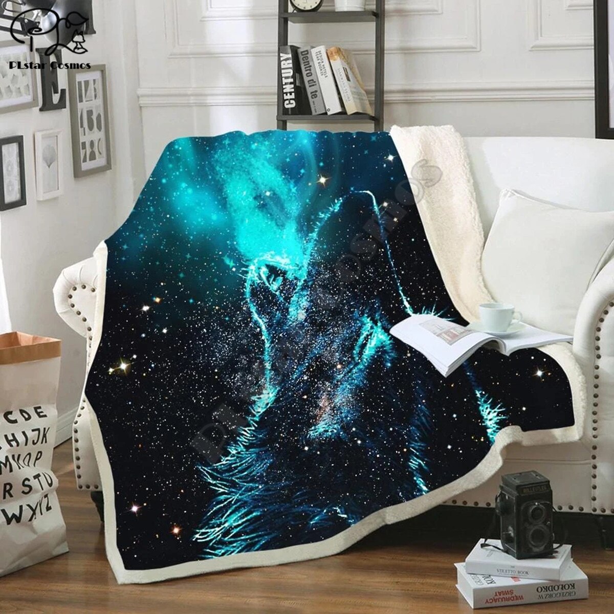 Wolf Galaxy Leeuw Tijger Dier Fleece Deken 3D Volledige Gedrukt Wearable Deken Volwassenen/Kinderen Fleece Deken Shippng: 1 / Kid 70(H)110(W)