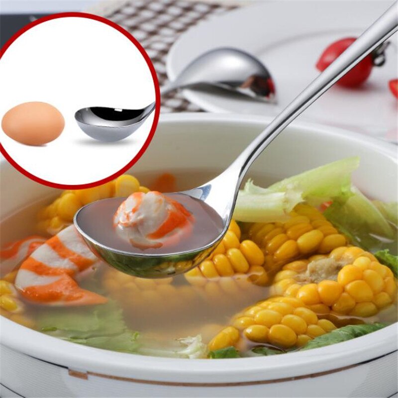 304 Stainless Steel Spoons With Long Handle Korean Soup Spoon Dinner Spoons Rice/Salad Tableware