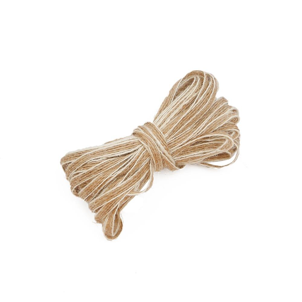 6mm bredde 10m/ ruller naturlig jute hamp reb hessian med hvidt bånd blonder diy trim stof blonder til dekoration emballage: Default Title
