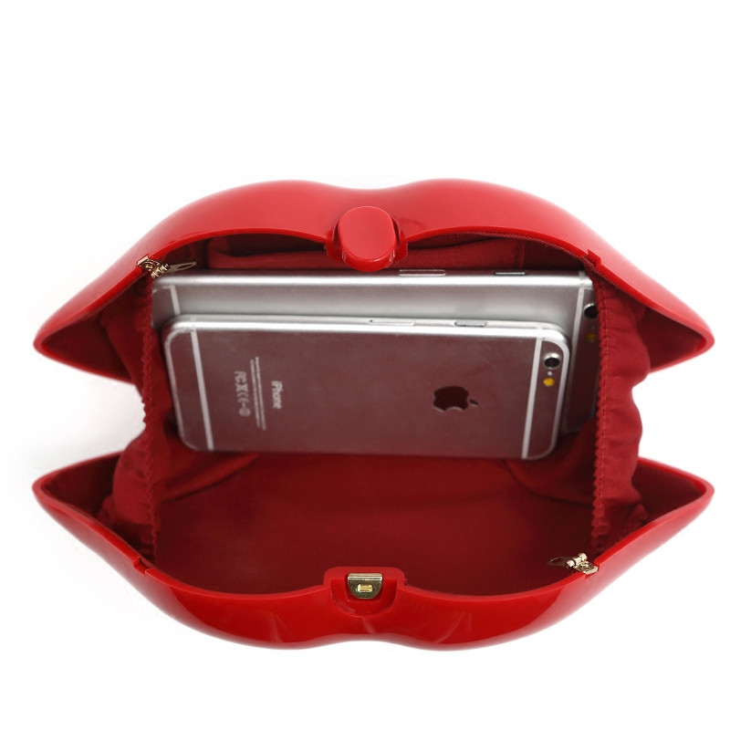 Trend personlighed røde læber messenger taske akryl middagsselskab dame skuldertaske clutch taske