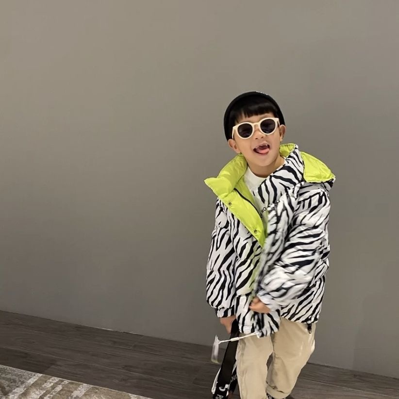 Chaqueta de invierno de cebra para niños y niñas, abrigo con capucha, Parka corta, ropa de nieve: Green / 170cm
