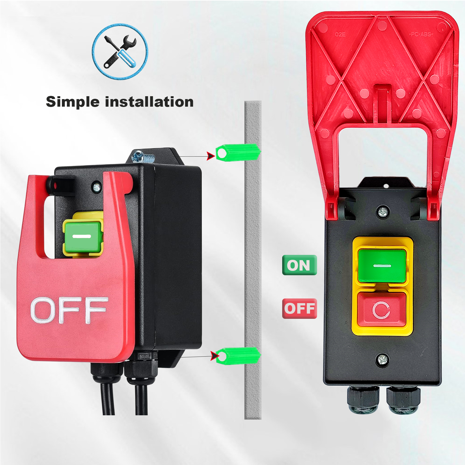 Einphasen-Sicherheits-Null spannungs schalter mit Stecker, Maschinen schalter zum schnellen Ausschalten der Drehmaschine, Fräs tisch, Fräser, 220V-250VAC