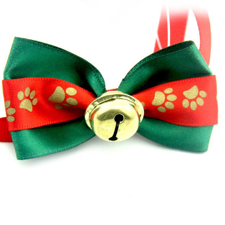 Hond Jaar Boog Kerstversiering Voetafdrukken Bel Ketting Hond Accessoires Hond Hoofdtooi Hond Kat Ornament Boog Hoofdtooi: 1