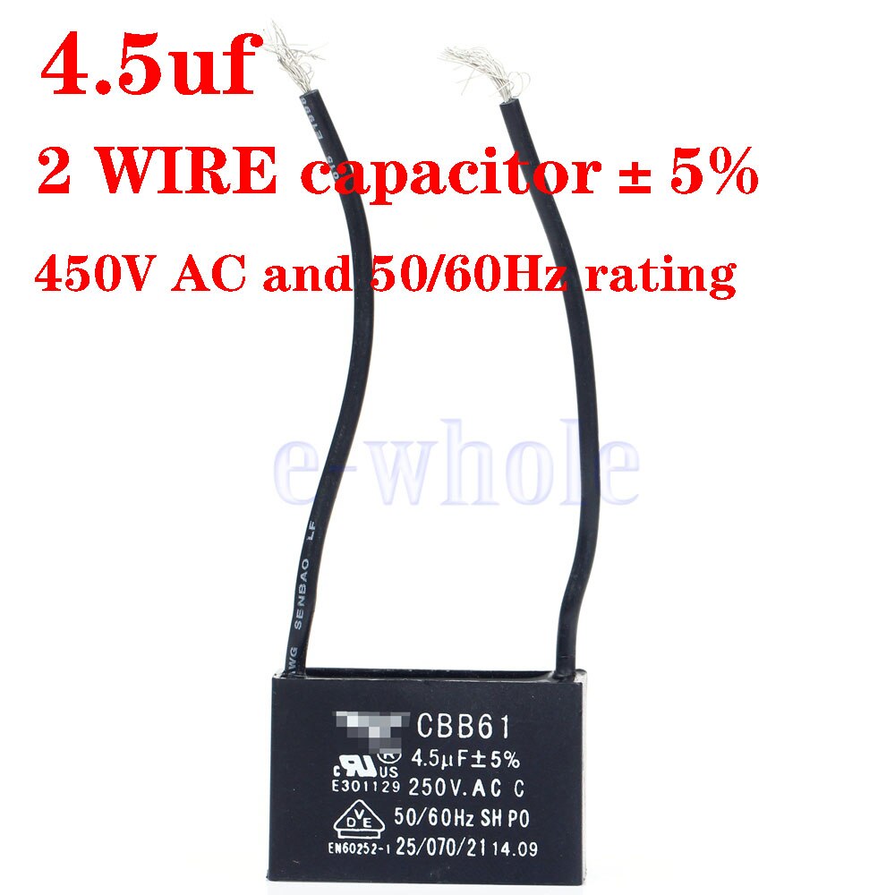 CBB61 4.5uf 5uf 450V 2/5 Wire Ceiling Fan Start Capacitor 5+5+5uf 250V-300V AC 50/60 Hz Power Relay Durable BU0526