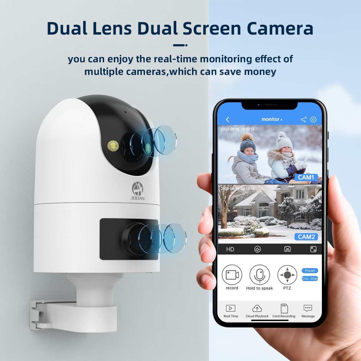 Jooan WiFi Surveillance Camera Dual Lens 4K 8MP HD Outdoor IP Camera AI Tracking Security Protection Wireless Smart Baby Monitor