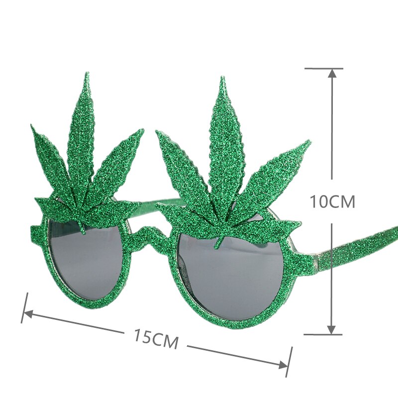 Green Maple Leaf Sunglasses Photo Booth Props Queen Eyewear Merry Christmas Party Years Eve Decoration Selfie Props Glasses