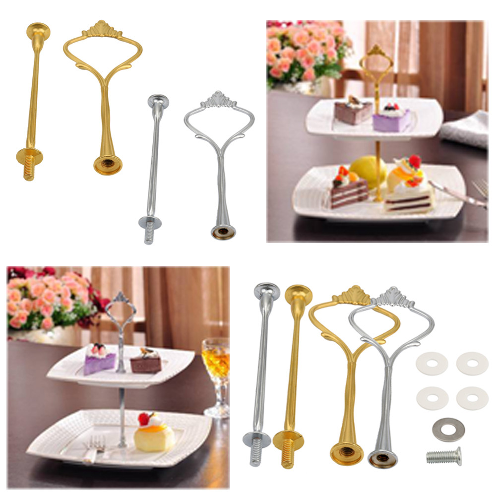 2 Tier Crown Cake Cupcake Plate Stand Handle Hardware Fitting Holder Diy Cakes Plated Shelf Casual Party Plate Holder