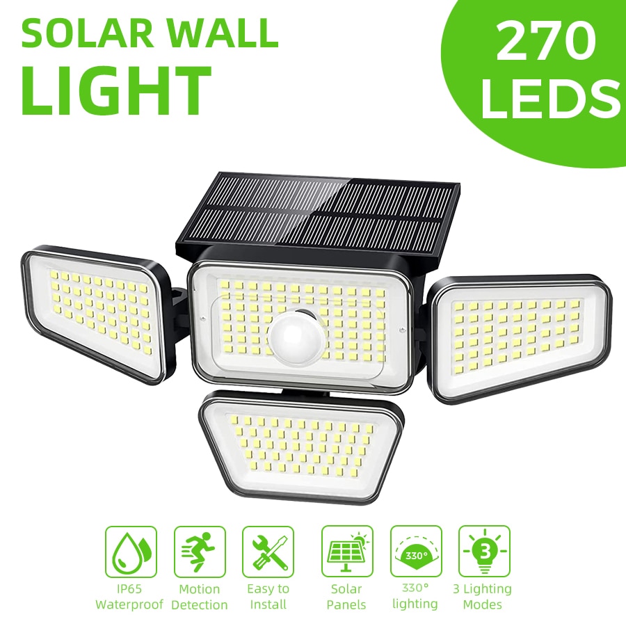 LED/COB Solar Street Light Multiple Head Wall-Mounted Motion Sensor Waterproof Integrated Outdoor Light Courtyard Road Lighting