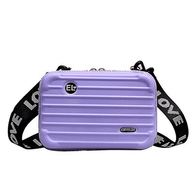 Vrouwen Mini Koffer Vorm Crossbody Bag Kleine Schoudertas Breed Brief Riem Meisje Clutch Handtas ZF10012: Purple