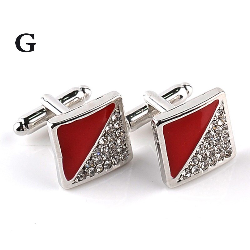 1 paar hoogwaardige Sieraden Unisex Wit Paars Emaille Crystal Manchetknopen Wedding Party Manchetknopen Franse shirt Manchet Knoppen: G