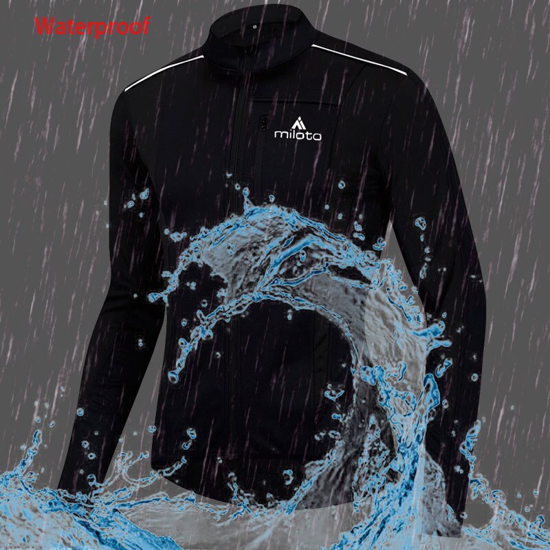 Reflekterande cykeljacka herr termisk fleece varm vindjacka vintersport cykelkläder utomhus vattentät mtb cykeljackor