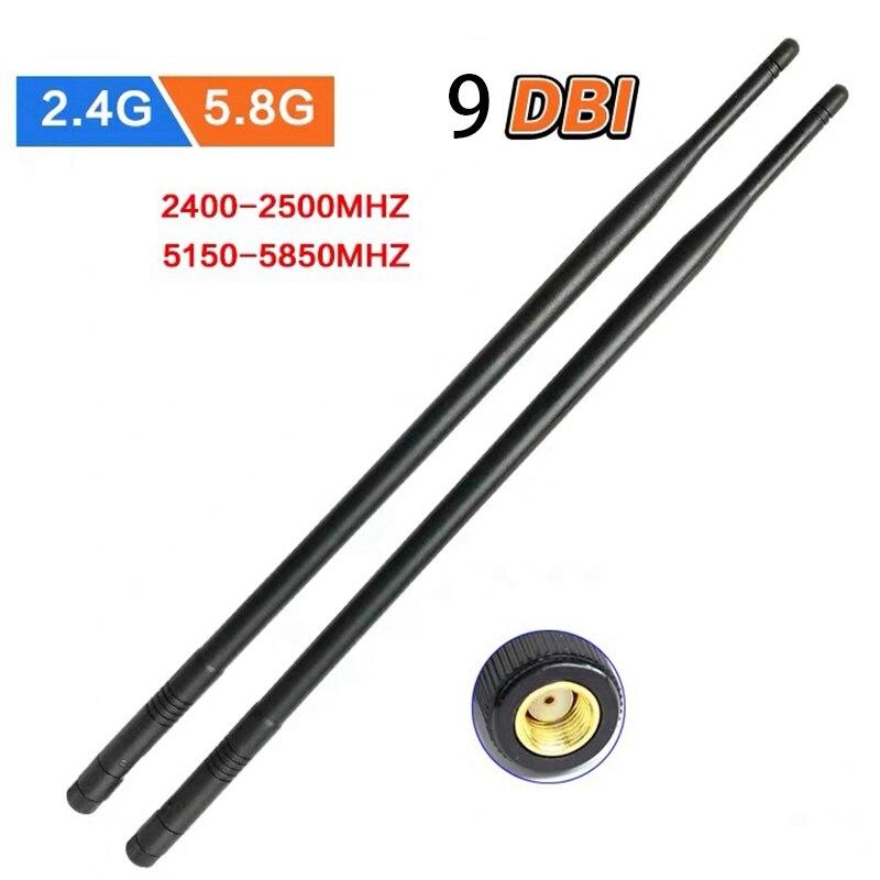 3Stck 9DBi RP-SMA Dual Band 2,4 GHz 5GHz hoch gewinnen WiFi Router kabellos Neigung Antenne