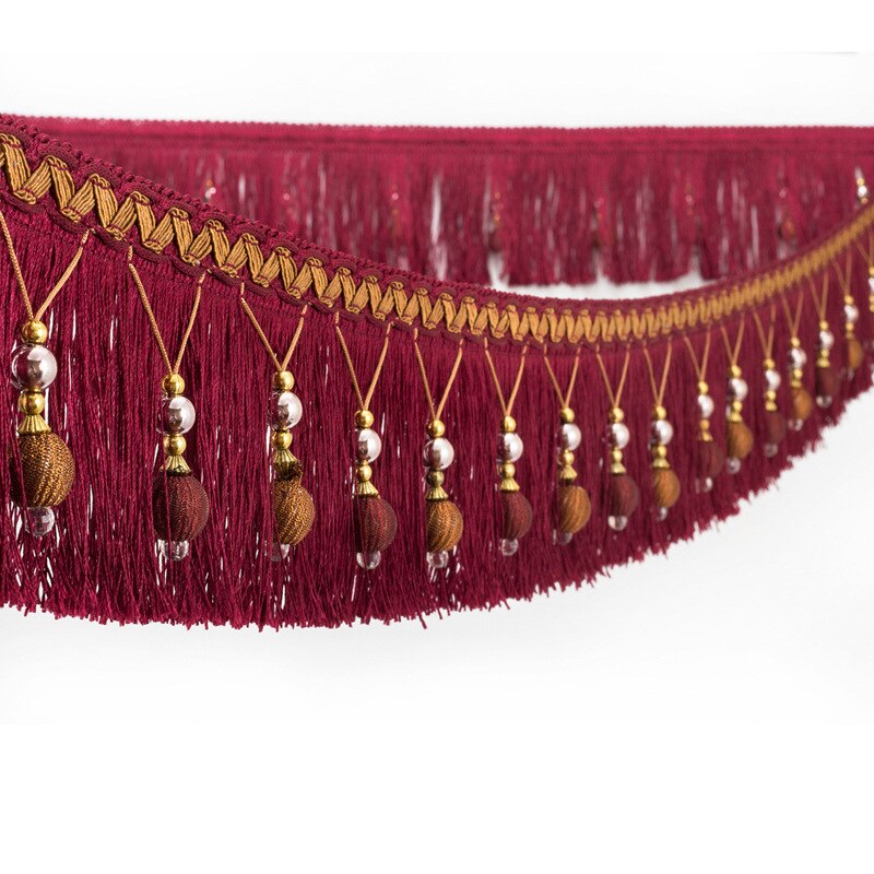 Garniture de gland de rideau de couture, robe de danse à franges de ruban de dentelle, vêtement de scène, bord de rideau de maison, accessoires décoratifs d'artisanat de bricolage, 3m: Marron