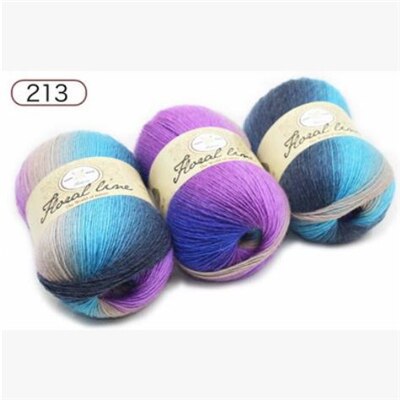 1pc 100g sektion farvet uld regnbue garn hånd strik hæklet tykt garn gør det selv håndværk varmt tørklæde sweater pude 360m: 213