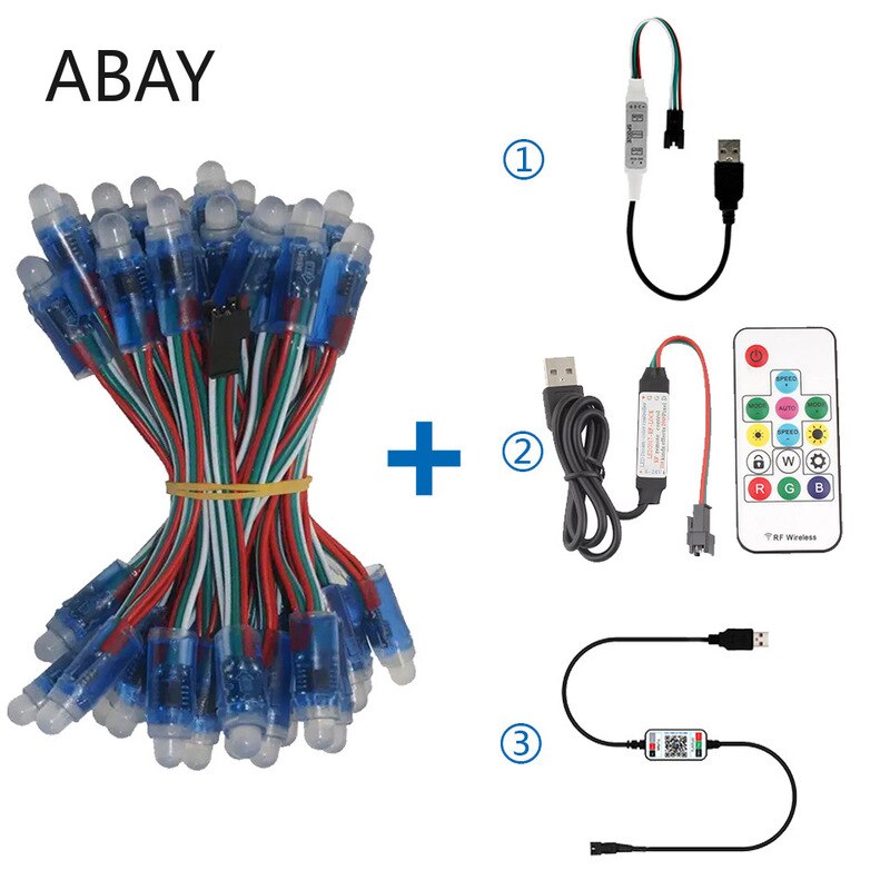 50pcs DC 5V input WS2811 Full Color LED Pixel Light Module 12mm IP68 waterproof RGB color 1903IC Digital LED christmas Light