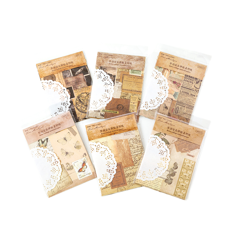 20Pcs Vintage Leaf Lady Letter Craft Paper Junk Journal Ephemera Flower Butterfly Lace Diary Scrapbooking Material Paper Packs
