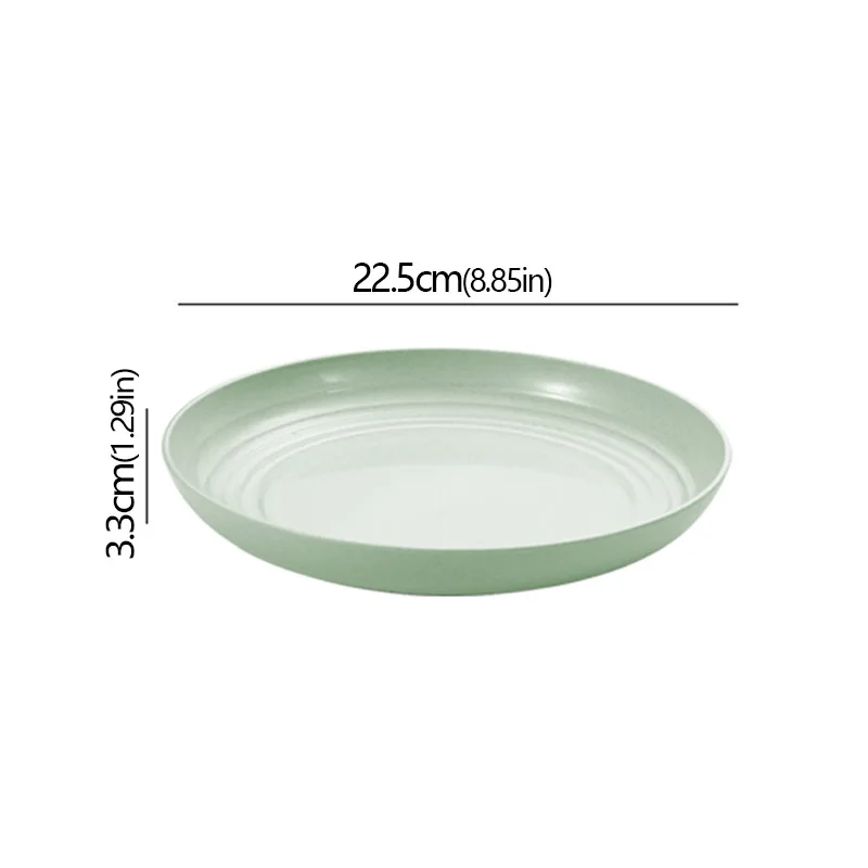 Wheat Straw Solid Color Round Plates Salad Dessert Dinner Reusable Microwave Safe Anti Fall And Shatter Plates Fruit Plate: Khaki