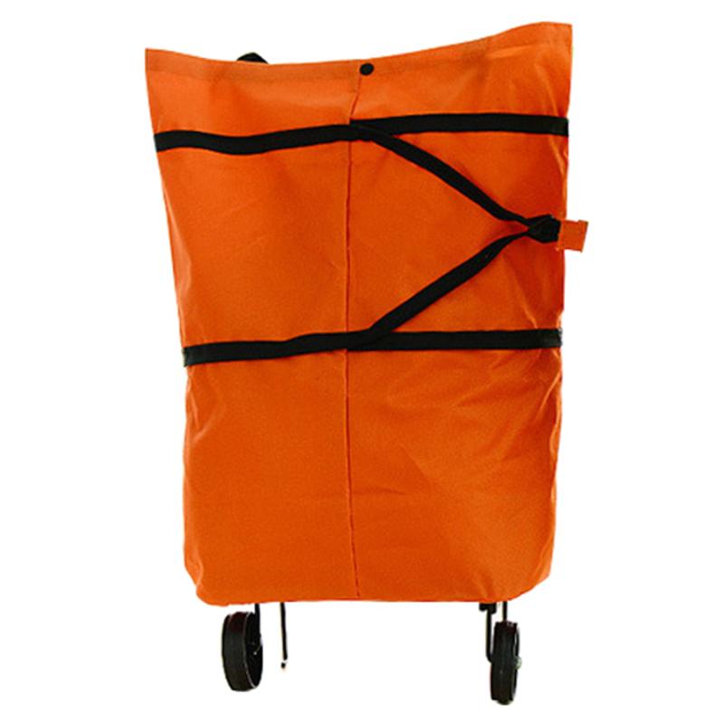 Vrouwen Oxford Herbruikbare Opvouwbare Boodschappentas Winkelwagen Met Wielen Tas Kleine Pull Winkelwagen Vrouwen Shopping Organizer Sleepboot Pakket: Orange with Wheel