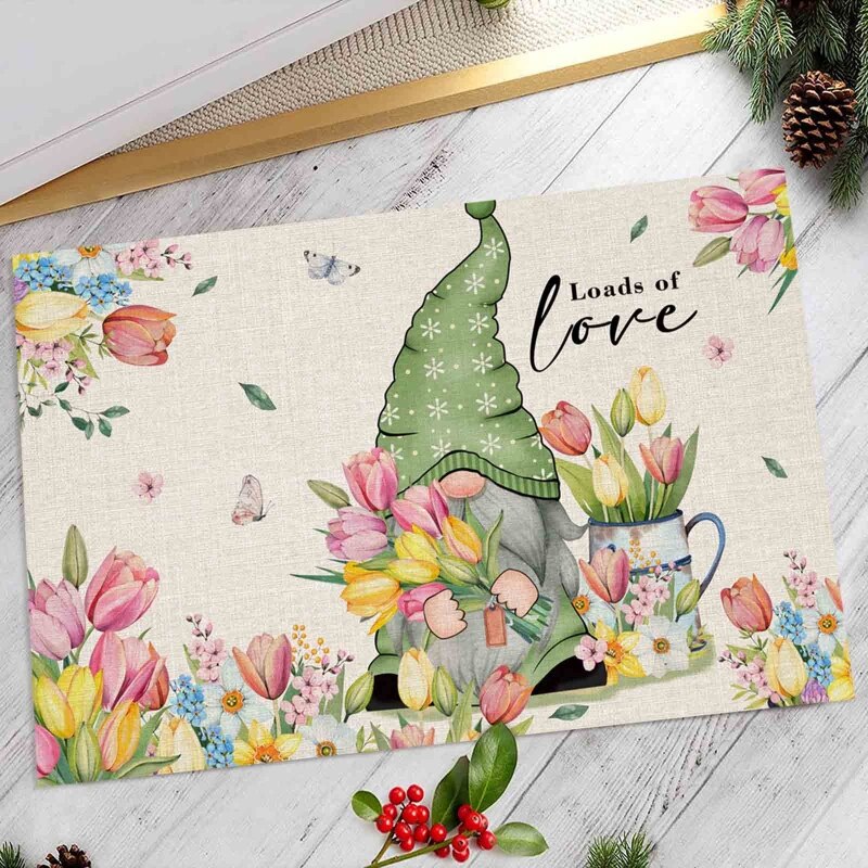 Easter Bunny Door Mat 15.7 x 23.6 Inch Happy Easter Gnomes Eggs Spring Floor Mats Bathroom Doormat Welcome Mat Home Decoration