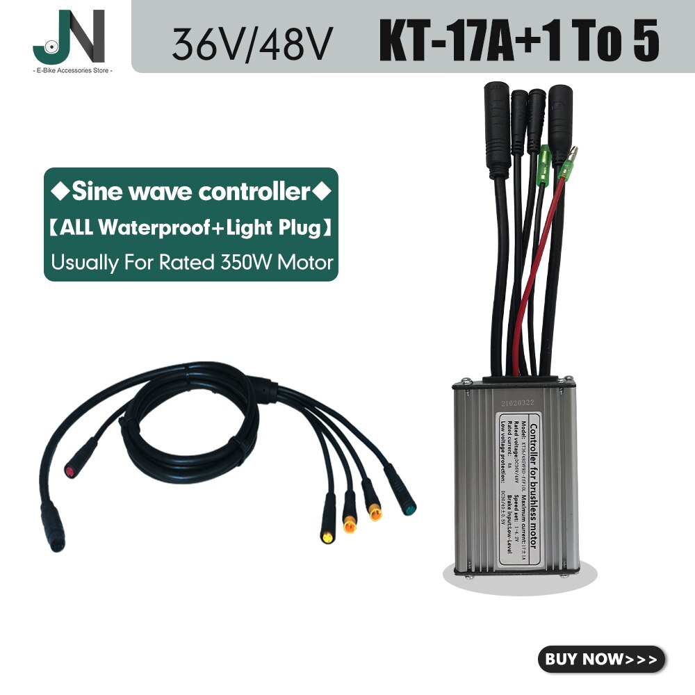 KT Ebike Controller 36V48V 250W-1000W Julet wodoodporna wtyczka 15A/17A/22A/25A/30A do zestawu do konwersji silnika elektrycznego roweru: 17A Sinewave 1T5