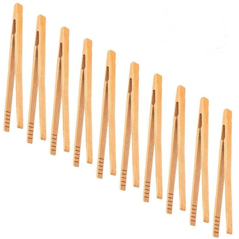 10 Stuks Bamboe Toast Tang, bamboe Tang 7 Inches Broodrooster Tang Gemaakt Van Natuurlijke Bamboe Perfect Voor Toast Brood Pickles: Default Title