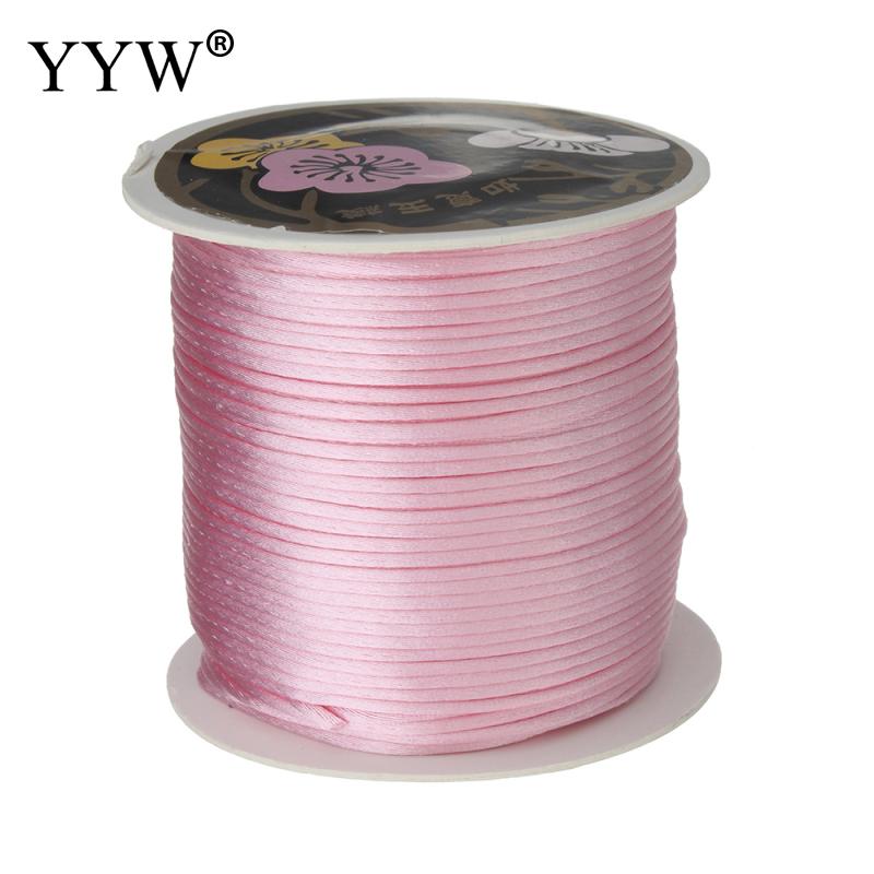 70 m/PC 1mm bobine de Nylon mélange couleur noir chinois Satin soie noeud macramé cordon perles européen tressé fil: pink