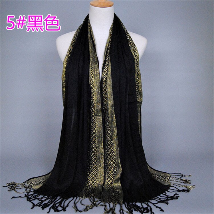 NEUE frauen Gold baumwolle einfarbig muslimischen kopf schal schals und wickelt pashmina bandana weiblich foulard damen hijab speichert: 19