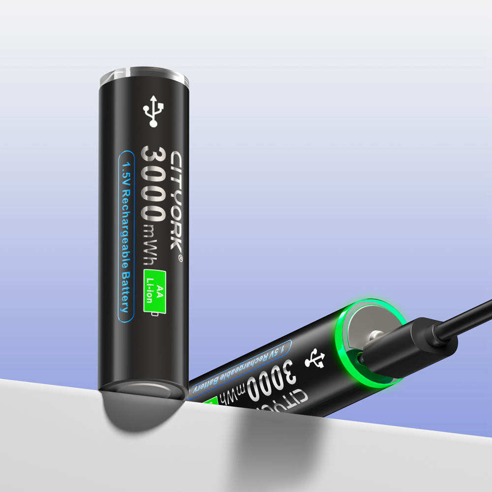 100 % Kapazität, 1,5 V AA-Li-Ionen-Akku, 3000 mWh, AA-USB, wiederaufladbarer AA-Lithium-Akku, AA-Li-Polymer-Akkus mit USB-Kabel