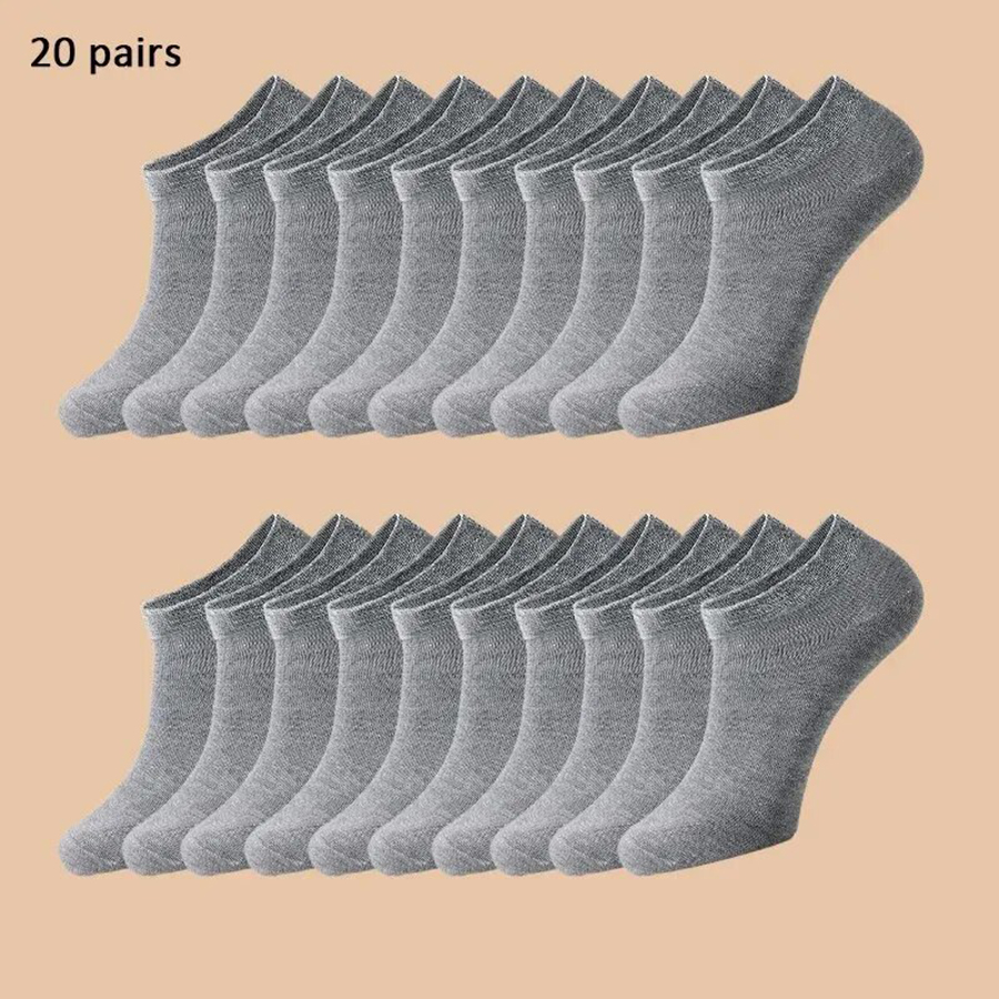 10/12/20/40 pares de calcetines náuticos para hombre, calcetines deportivos de negocios con absorción de sudor para verano y otoño, calcetines tobilleros suaves sin pilling de Color sólido: Rojo claro