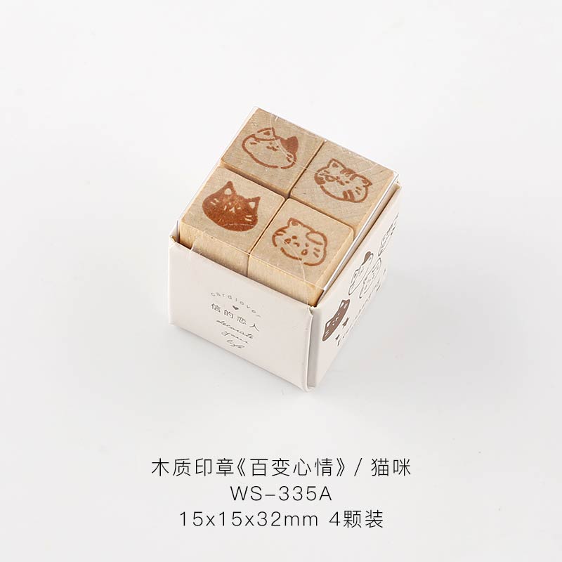 Cute girl boy animal expression decoration stamp wooden rubber stamps for scrapbooking stationery DIY craft standard stamp: A