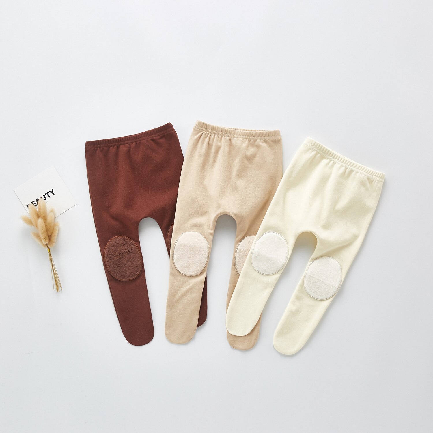 Høst baby jenter uformell knelapp 3 farger leggings 0-2 år spedbarn bomull slitesterk strømpebukse