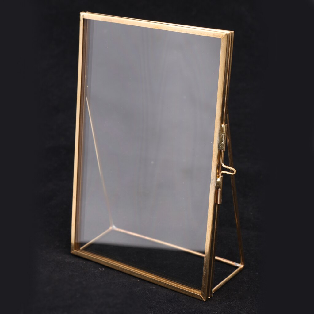 Antique Brass Glass Picture Photo Frame Hanging Freestanding Retro Portrait