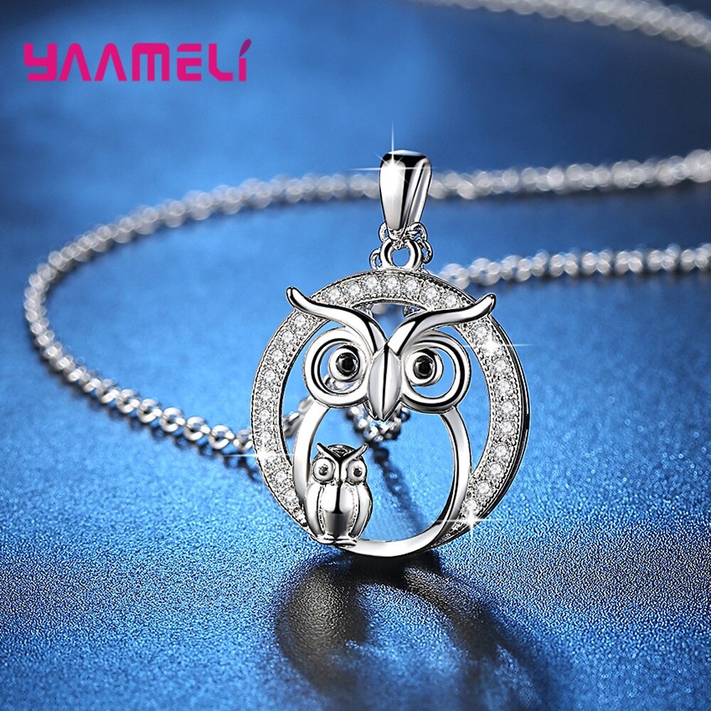 Charm halsband natt drottning uggla trend charm smycken 925 sterling silver bijoux trendigt för kvinnor