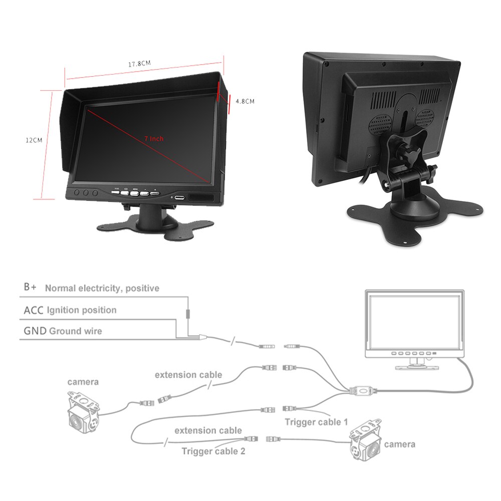 AHD LCD Monitor 7inch HD car screen