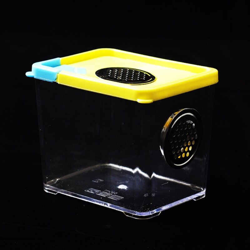 Caja de alimentación de araña de cría transparente portátil con tapa transpirable jaula para insectos 91AD