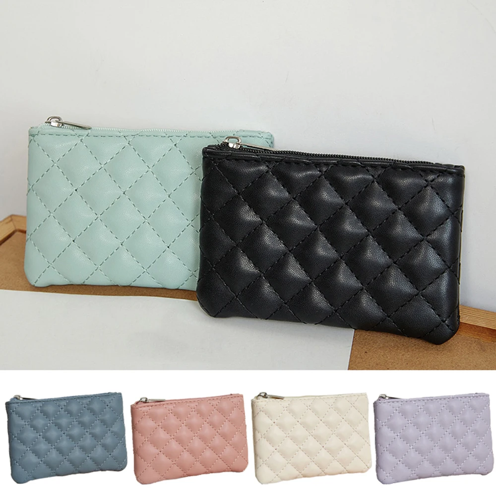 Karten Halfter Aufbewahrung tasche Münz tasche Schlüssel beutel ultraleichte einfarbige weiche Raute gestickte tragbare Brieftasche Monedero Cartera