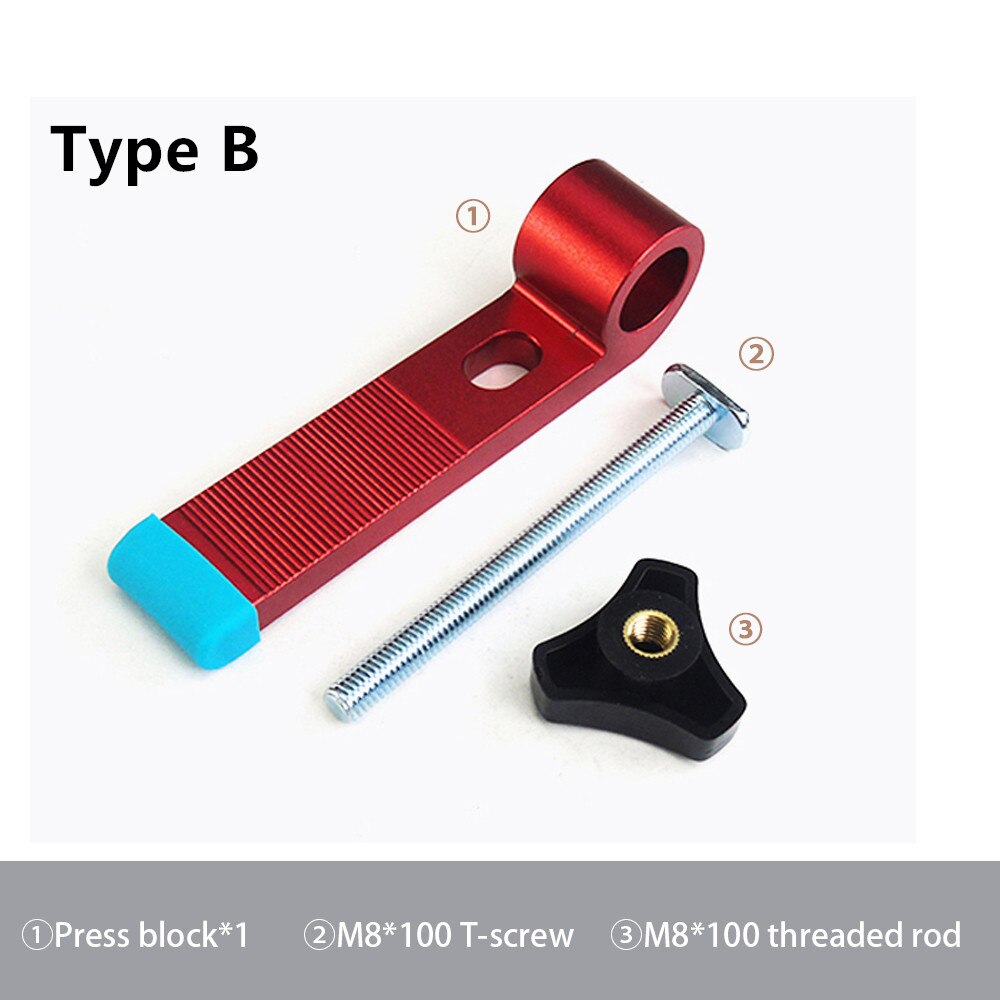 T Track Hold Down Clamps Universal Clamping Blocks Platen Miter Track Clamping Blocks M8 T-Bolt Kit: Type-B