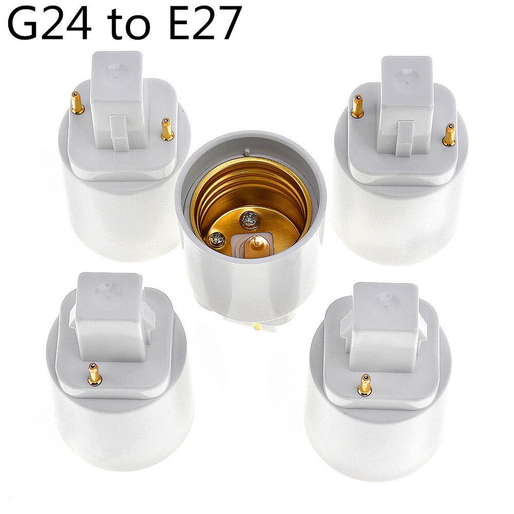 5 stk/parti  b22 to e27 e14 toe 27 led pære sokkel adapter universal lyskonverter lampe fatning holder led pære fatninger  e27 skrue pære: G24 to e27