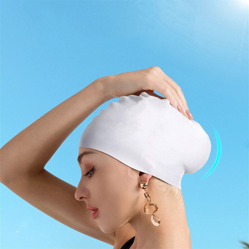 1pc Women Swimming Caps Silicone Gel Ear Protection Long Hair Waterproof Swim Caps for Women Men Swimming Diving Hat Cover