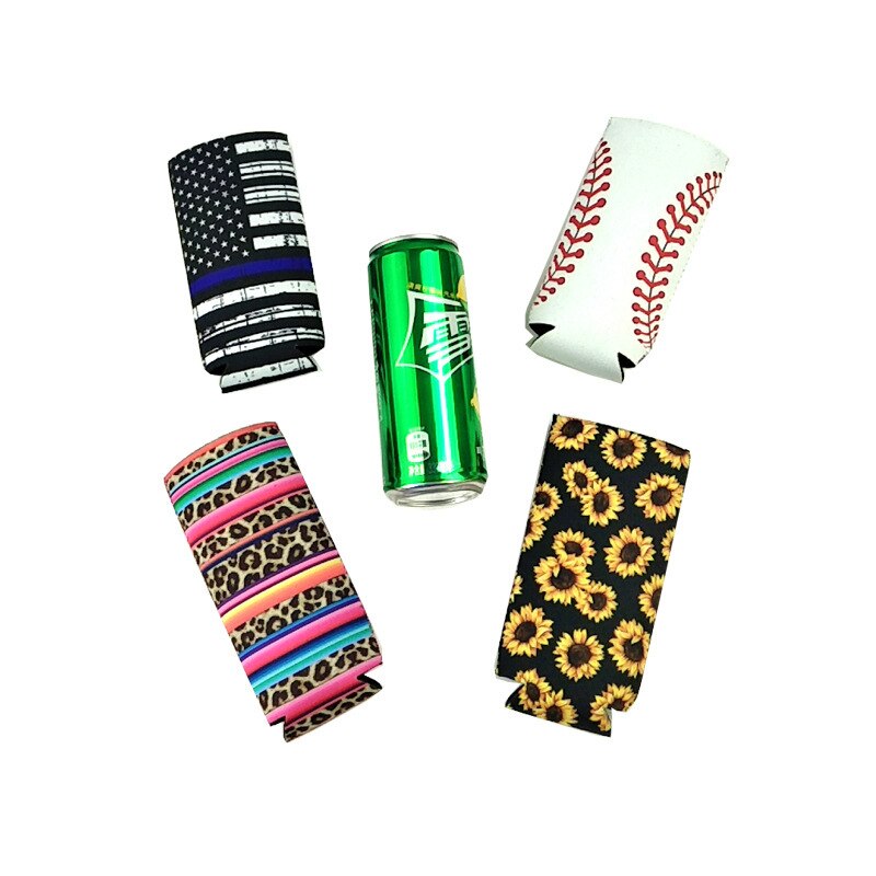 6 stücke Neopren Schlanke Können Kühler Taschen Hoch Stubby Halter Faltbare Stubby Inhaber Bier Kühler Taschen Passt 12 unzen Energie trinken &amp; Bier