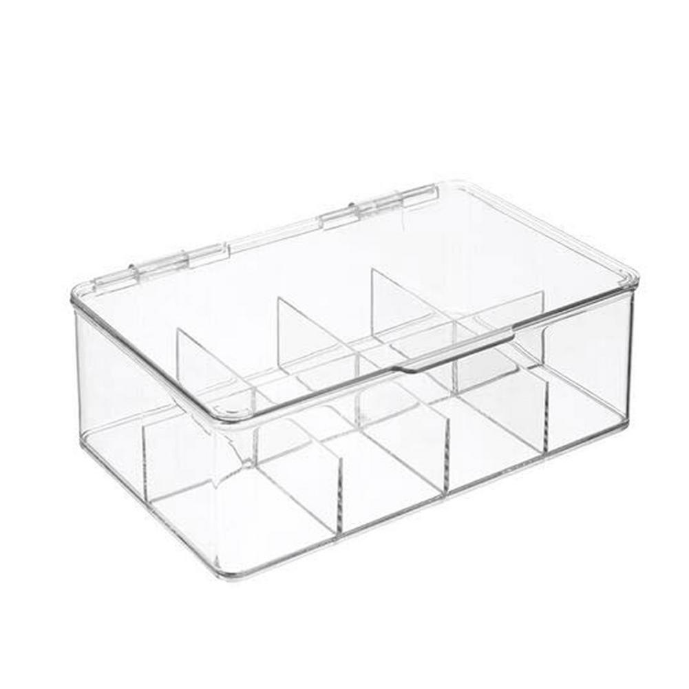 Household storage box acrylic tea bag box with eight compartments