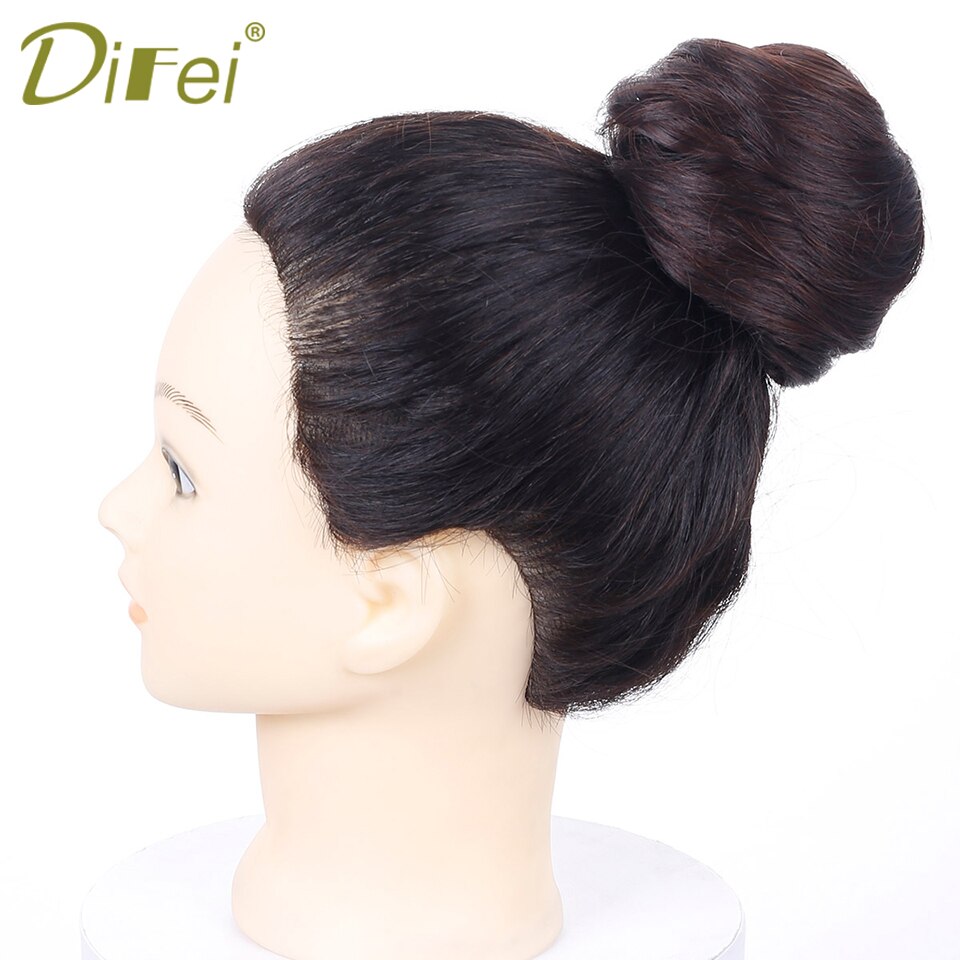 Lyhyet suorat hiukset lämmönkestävät synteettiset hiuslisäkkeet chignon clip in hiustenpidennykset naisten kampaukset difei
