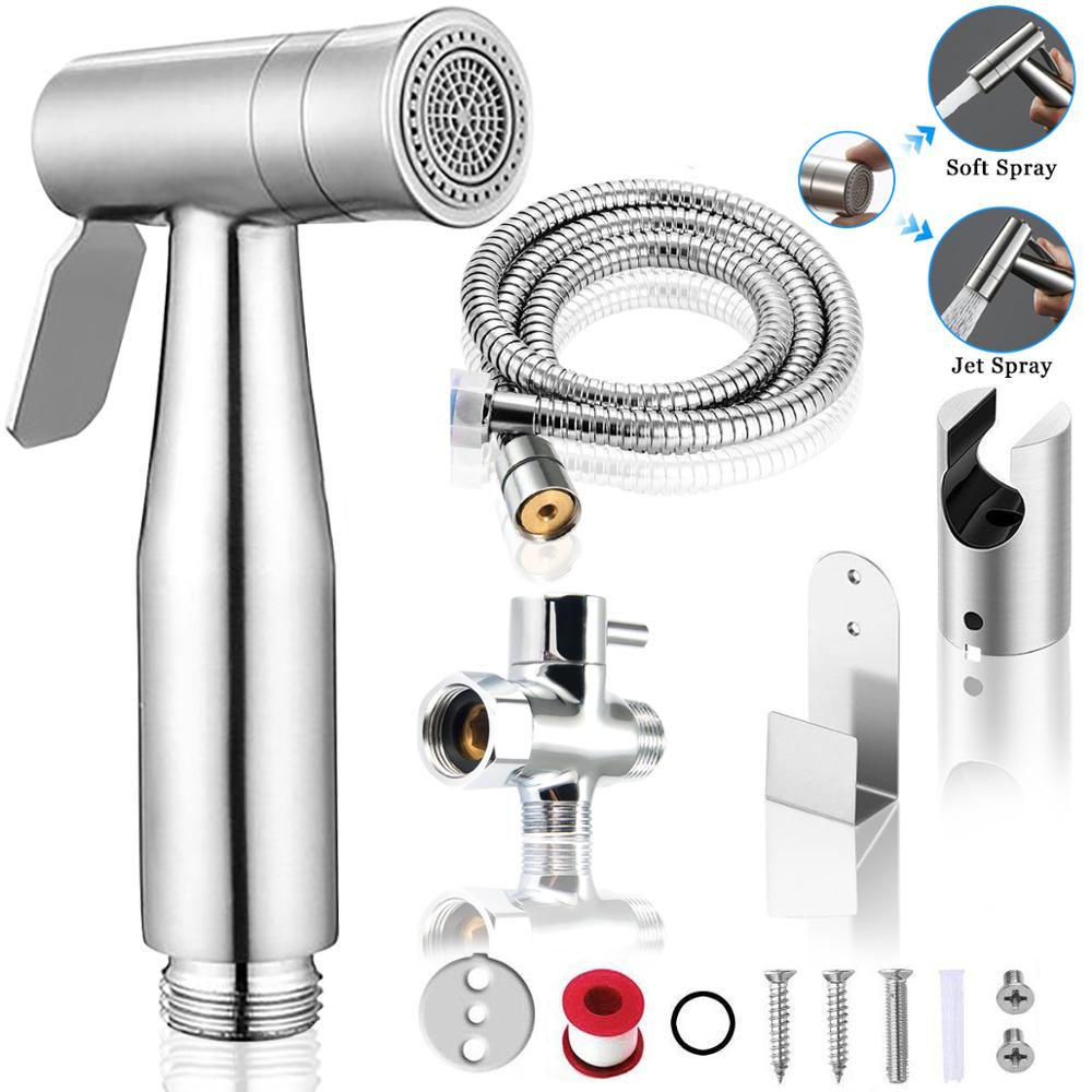 Hand Bidet Faucet Bathroom Handheld Toilet Bidet Sprayer Set Stainless Steel Attachment Hand Sprayer Shower Head Self-Cleaner