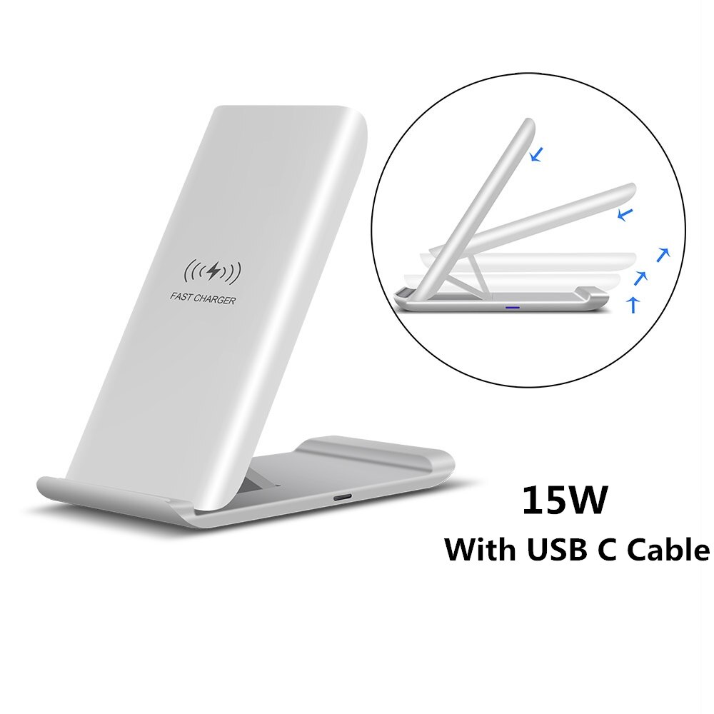 Fdgao 15w suporte do carregador sem fio qi dobrável doca de carregamento rápido para o iphone 11 pro x xr xs max samsung s20 s10 galaxy note 10 9: 15W Foldable White