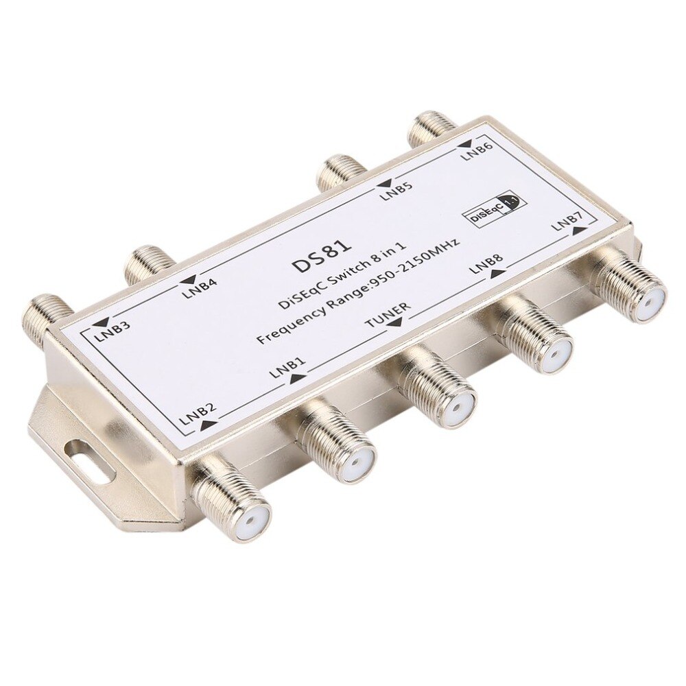 DS81 8 in 1 Satellietsignaal DiSEqC Switch LNB Ontvanger Multischakelaar Zware Zink gegoten Chrome Behandeld