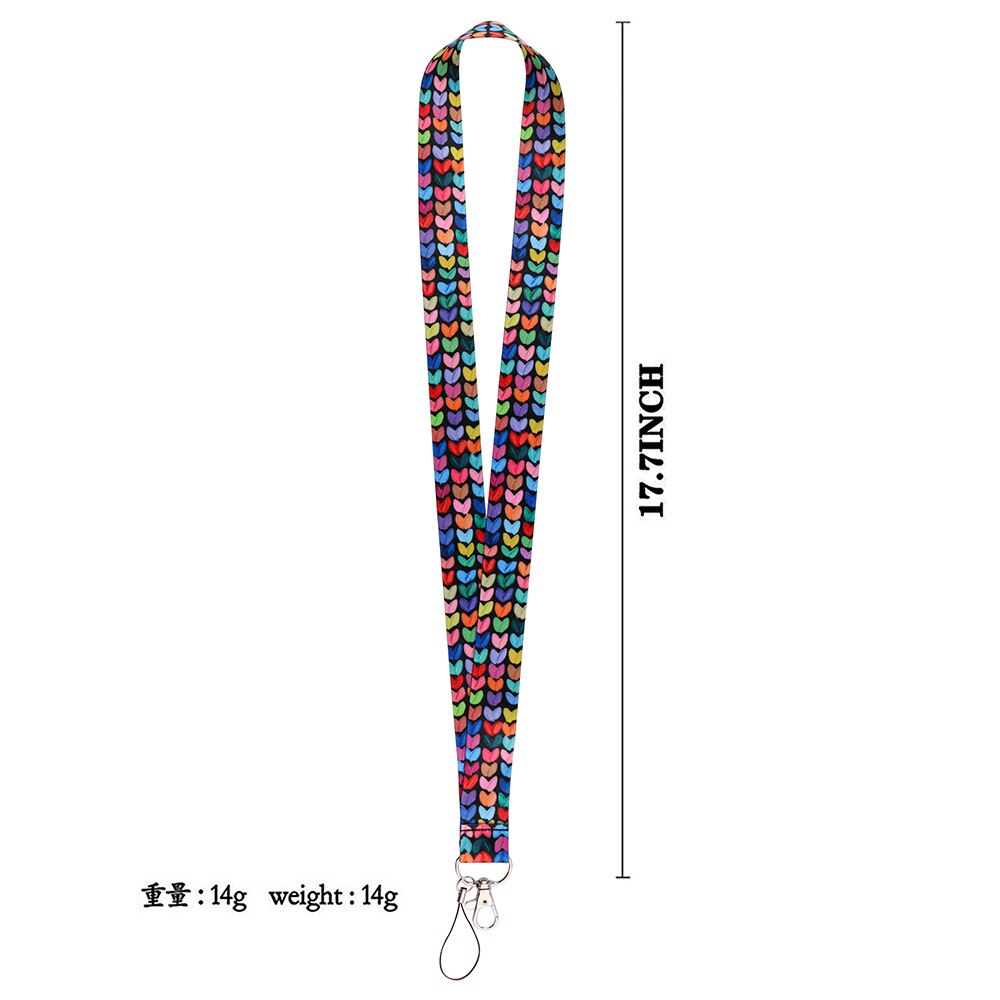 Color Block Love Pattern Print Neck Straps Keychain Lanyard USB ID Card Badge Holder DIY Hanging Rope Webbing Ribbon Accessories