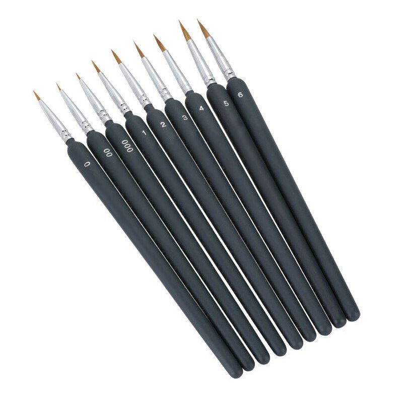 9 stuks miniatuur kwastenset voor fijne details, olieverfschilderij, aquarel kwastenset vdx 99