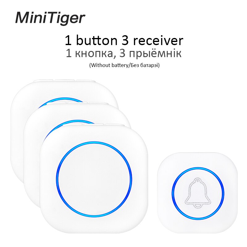 Minitiger Wireless Doorbell Welcome bell Intelligent Home Door bell Alarm Smart Doorbell doorbell ring Waterproof Button: 1 button 3 receiver