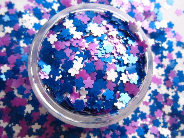 G448 Mix 3 MM Matte Kleur Solventbestendige Glitter BLOEM vorm voor Nagellak Acryl, DIY levert