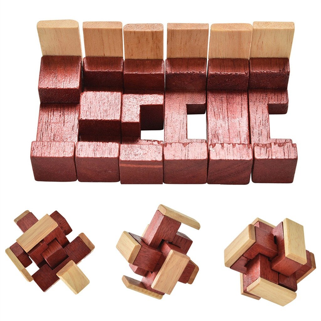 Houten Kongming Lock Brain Teaser Puzzel Kinderen Volwassenen Educatief Spel Speelgoed Wotoys Voor Kinderen Verjaardagsfeestje Kerstcadeau
